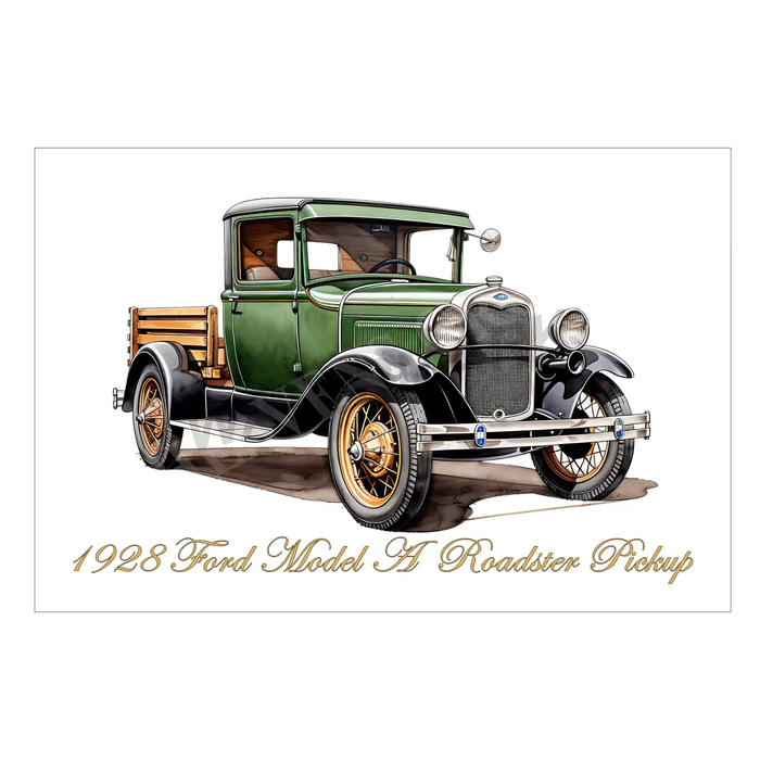 1928 Ford Model A Roadster Pickup 4" X 6" Post Card