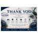 A promotional thank-you sign for Quality Collision Repair Center, featuring a dark blue and white color scheme, text expressing gratitude, and a photo of a silver car on the right side.