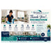 A promotional thank-you graphic for Sparkle Clean, featuring a woman in a navy uniform and blue gloves cleaning a white table in a bright home interior, alongside text reading 'Thank You!' and service highlights.