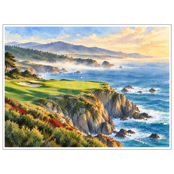 Cliffside Golf – Coastal Watercolor Fine Art Print
