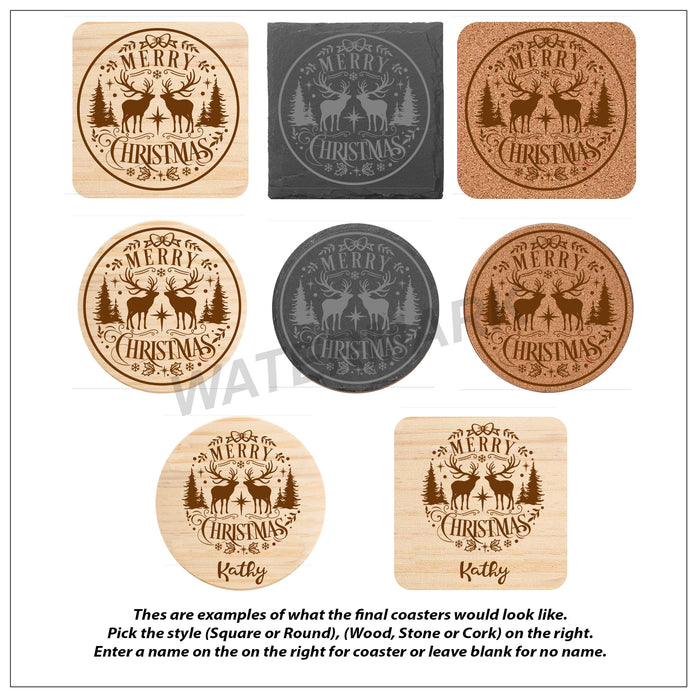 Moose Christmas Coaster
