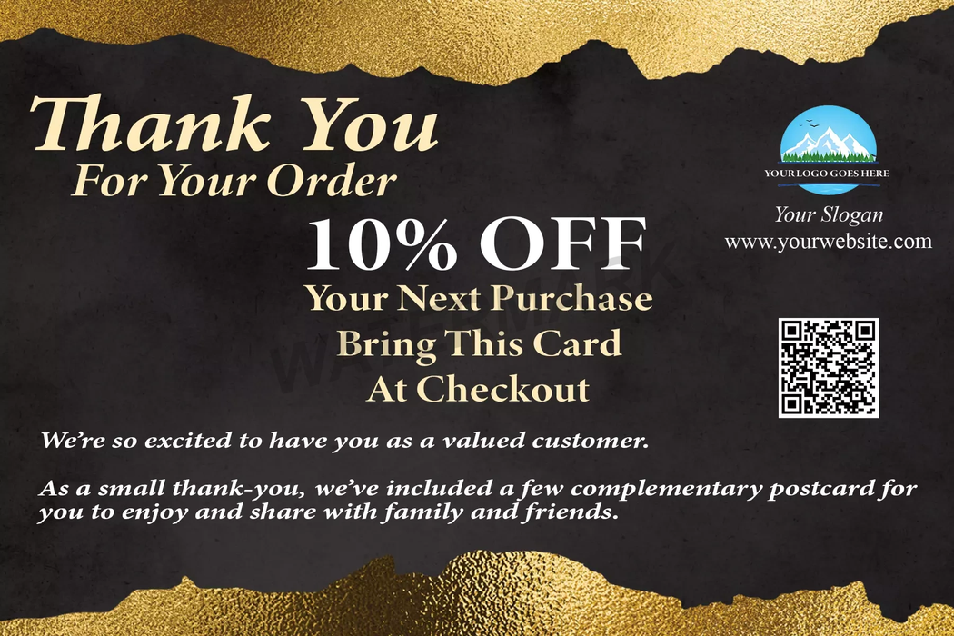 Gold Repeat Customer Thank You Cards