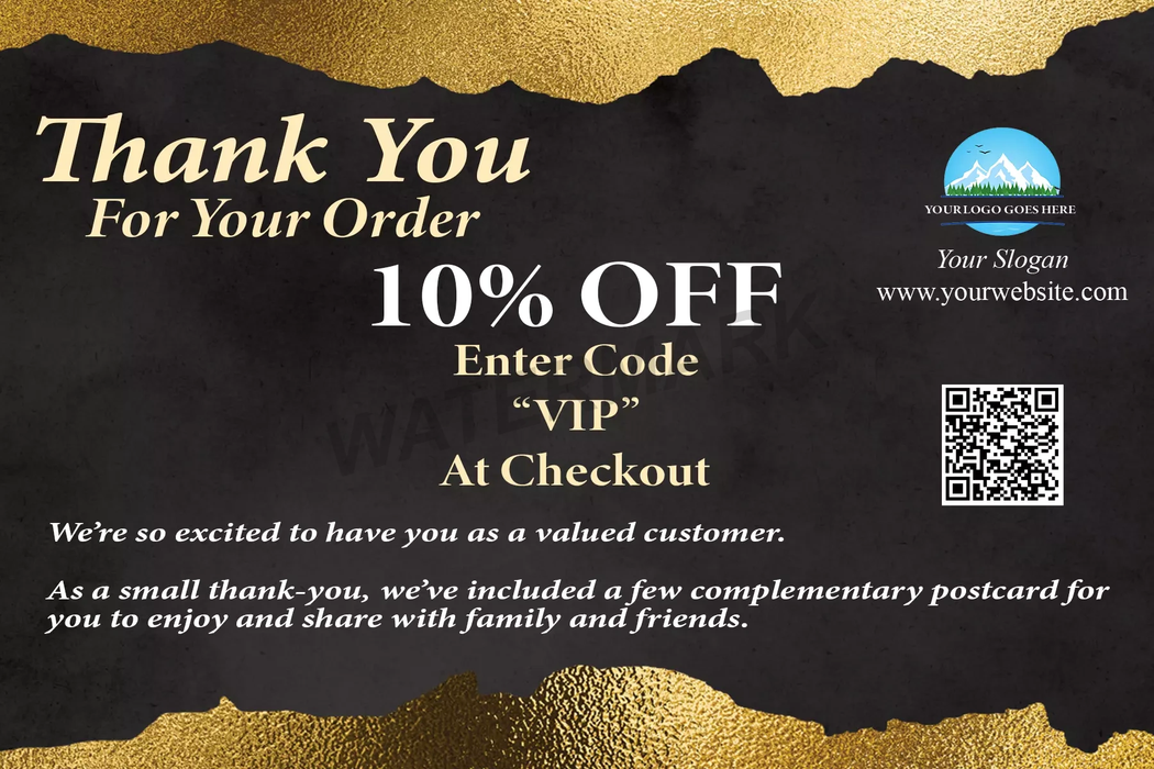 Gold Repeat Customer Thank You Cards