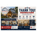 A digital business card or flyer for 'Quality Home Remodeling', featuring a large photo of a modern house on the left, service icons on the right, and contact information at the bottom. The design uses a color palette of navy blue, red, white, and beige.