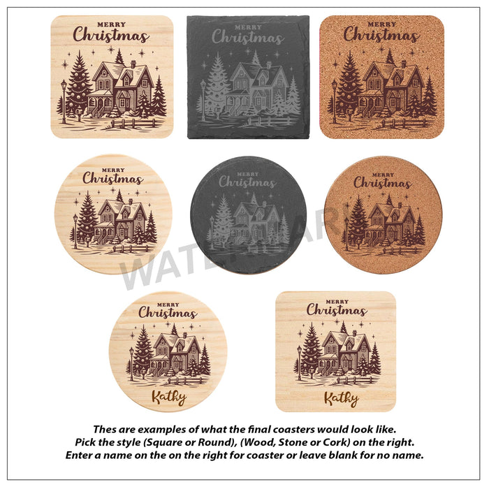 Merry Christmas Cork Home Coasters