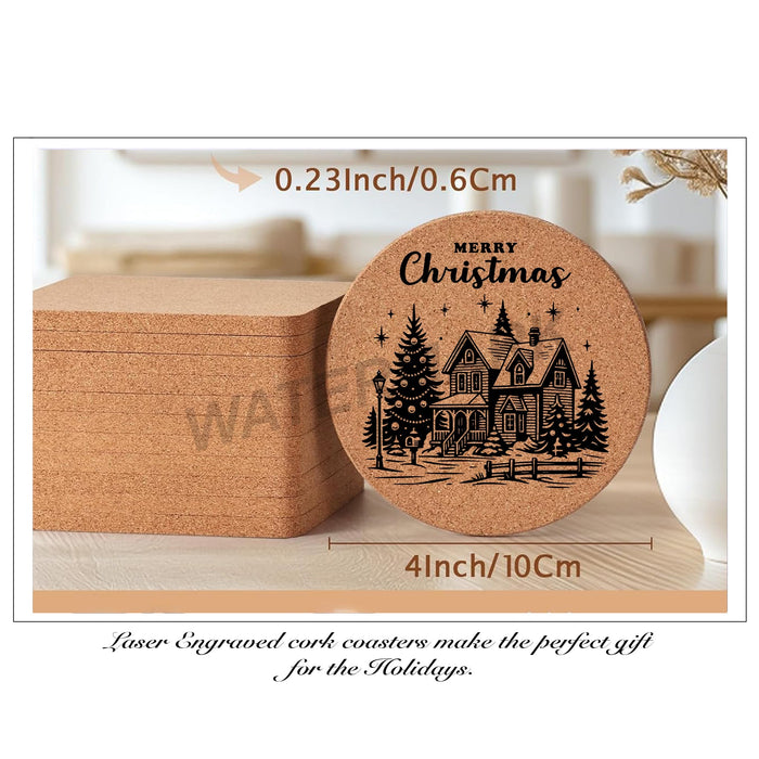 Merry Christmas Cork Home Coasters