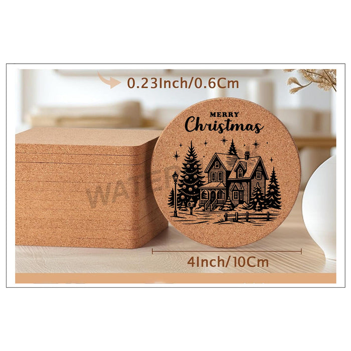 Merry Christmas Cork Home Coasters
