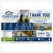 A promotional flyer or digital marketing banner for 'Clean & Clear Power Washing', featuring company branding, service descriptions, before-and-after property photos, and customer testimonials.