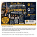 A fundraising campaign card template for the Student Government Association (SGA) by New Day Printers, featuring a dark blue and gold design with text, icons, and a QR code, alongside a paragraph of customization details at the bottom.